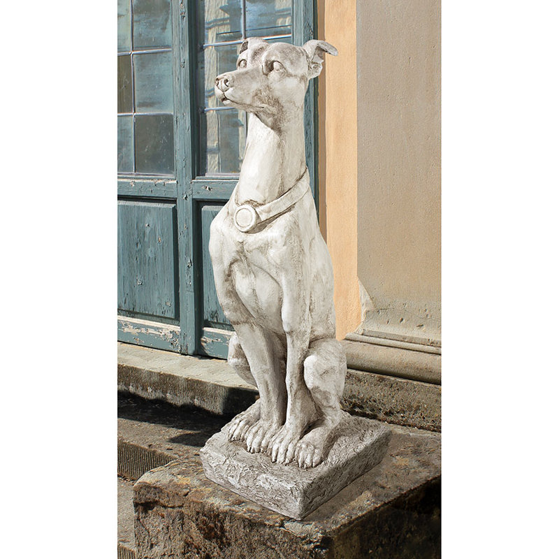 silver whippet statue